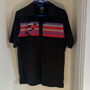 Adidas Black Polo with Colorful Stripes